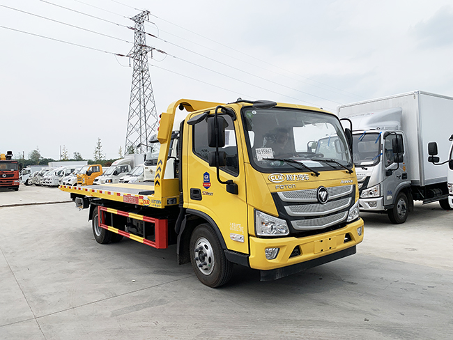 国六蓝牌欧马可一拖二清障车